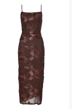 Quiz Petite Brown Floral Applique Midaxi Dress