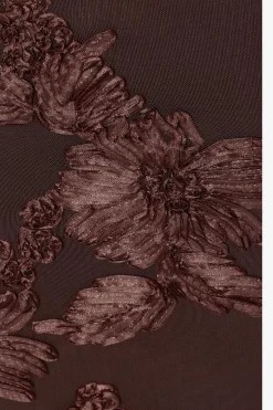Quiz Petite Brown Floral Applique Midaxi Dress