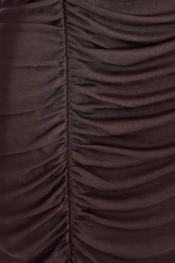 Quiz Petite Brown Mesh Long Sleeve Midaxi Dress Sale