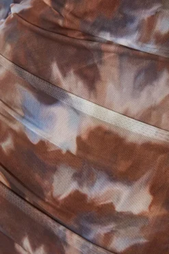 Quiz Petite Brown Mesh Midaxi Dress New