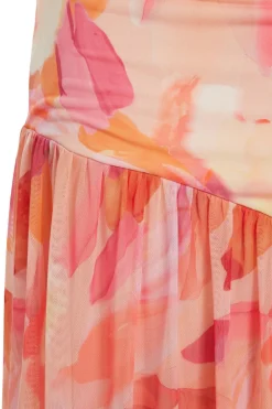 Quiz Petite Coral Mesh Floral Midaxi Dress New