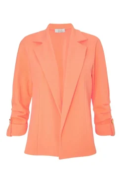Quiz Petite Coral Ruched Sleeve Blazer New