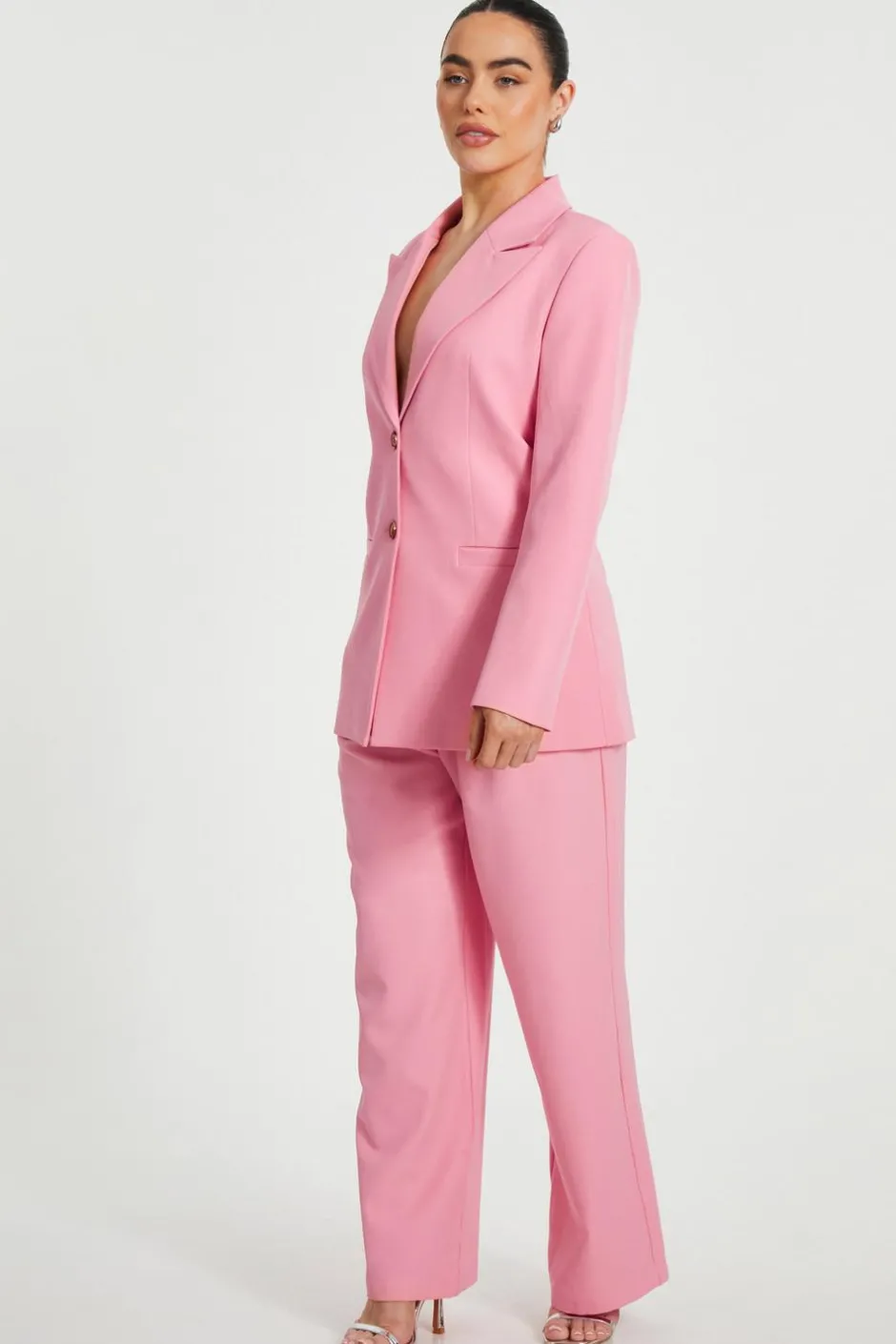 Quiz Petite Coral Wide Leg Tailored Trousers Sale