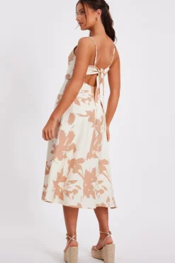 Quiz Petite Cream Floral Print Midi Dress Online
