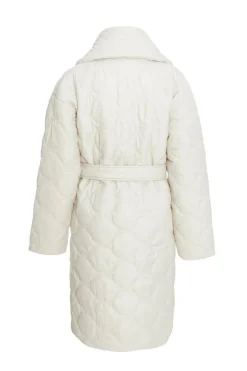 Quiz Petite Cream Quilted Long Line Coat