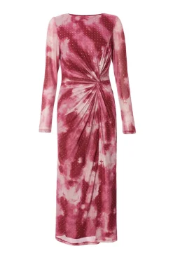 Quiz Petite Dark Pink Marble Print Midaxi Dress Sale