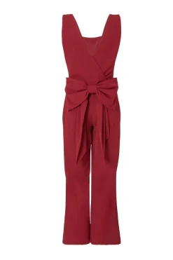 Quiz Petite Dark Red Bow Back Jumpsuit Best