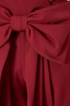 Quiz Petite Dark Red Bow Back Jumpsuit Best
