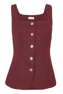 Quiz Petite Dark Red Button Front Waistcoat Sale