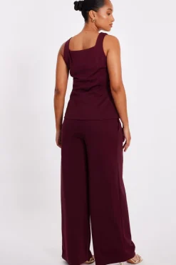 Quiz Petite Dark Red Button Front Waistcoat Sale