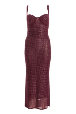 Quiz Petite Dark Red Embellished Maxi Dress Hot