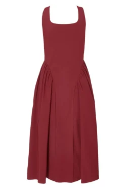 Quiz Petite Dark Red Ruched Side Midaxi Dress