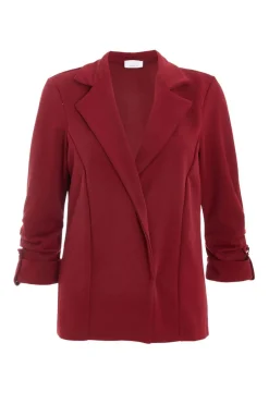 Quiz Petite Dark Red Ruched Sleeve Blazer Clearance