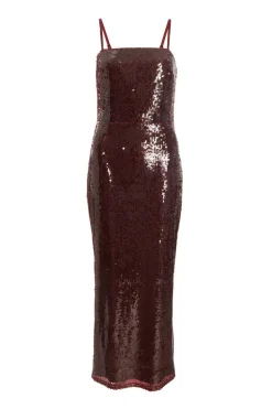 Quiz Petite Dark Red Sequin Midaxi Dress Outlet