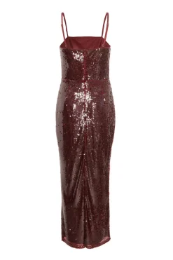 Quiz Petite Dark Red Sequin Midaxi Dress Outlet