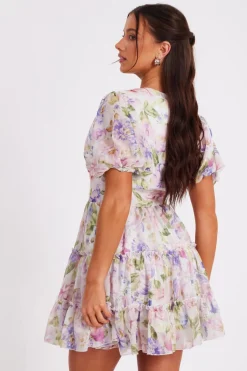 Quiz Petite Floral Chifffon Frill Skater Dress Best