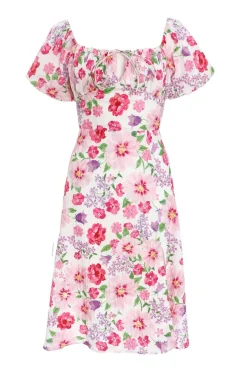 Quiz Petite Floral Puff Sleeve Mini Dress Outlet