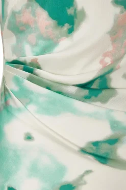 Quiz Petite Green Satin Marble Midaxi Dress Online