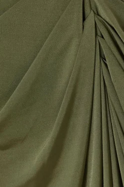 Quiz Petite Khaki Cowl Neck Midi Dress Outlet
