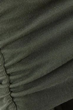 Quiz Petite Khaki Ribbed Bardot Midi Dress