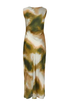 Quiz Petite Khaki Satin Printed Midaxi Dress