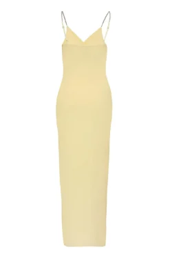 Quiz Petite Lemon Diamante Strap Maxi Dress Online