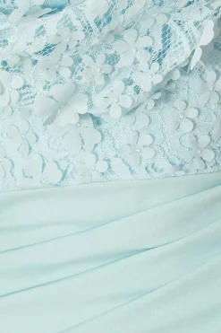 Quiz Petite Light Blue Floral Ruched Maxi Dress Pale Blue Online