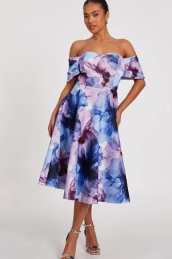 Quiz Petite Light Blue Floral Skater Dress Best
