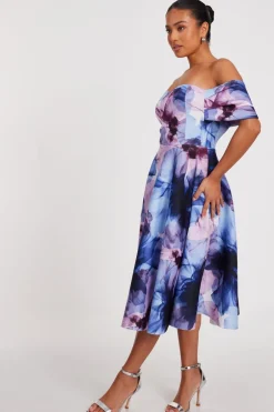 Quiz Petite Light Blue Floral Skater Dress Best