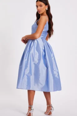 Quiz Petite Light Blue Taffeta Midi Dress Hot