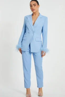 Quiz Petite Tailored Trousers Light Blue Online