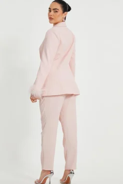 Quiz Petite Tailored Trousers Light Pink Discount