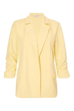 Quiz Petite Light Yellow Ruched Sleeve Blazer Sale