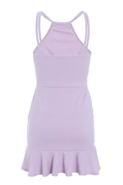 Quiz Petite Lilac Bodycon Frill Hem Mini Dress New