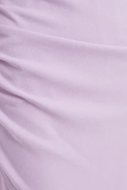 Quiz Petite Lilac Ruched Bardot Maxi Dress Clearance