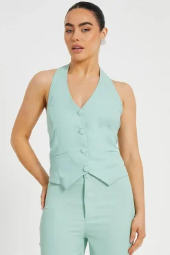 Quiz Petite Mint Tailored Waistcoat Clearance