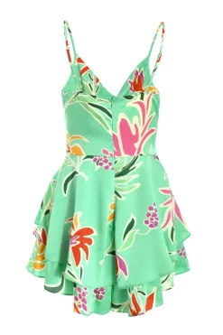 Quiz Petite Mint Tropical Print Playsuit Online