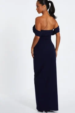 Quiz Petite Bardot Maxi Dress Navy Online