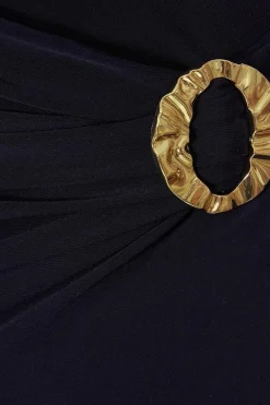 Quiz Petite Navy Buckle Detail Midi Dress New