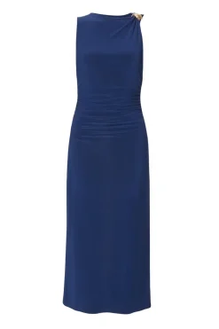 Quiz Petite Navy Gold Buckle Midaxi Dress New