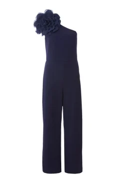 Quiz Petite Navy One Shoulder Floral Jumpsuit Sale