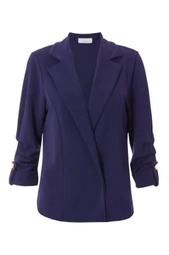 Quiz Petite Ruched Sleeve Blazer Navy New