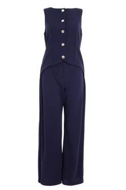 Quiz Petite Navy Waistcoat Jumpsuit Hot