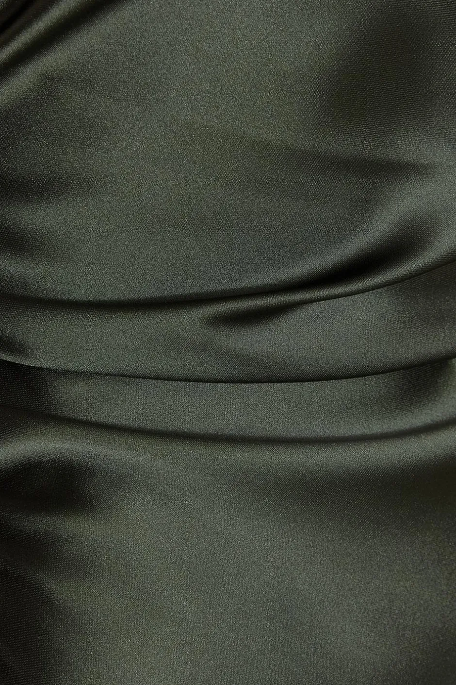 Quiz Petite Satin Ruched Midaxi Dress Olive