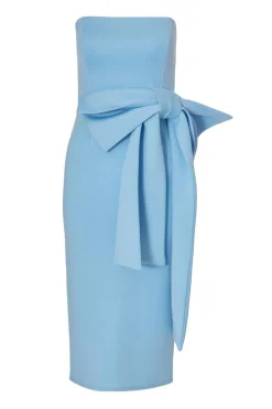 Quiz Petite Pale Blue Strapless Bow Midi Dress Sale