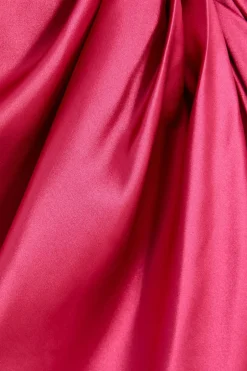Quiz Petite Raspberry Satin Ruched Wrap Midi Dress Outlet