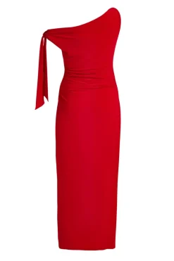 Quiz Petite Red Asymmetric Midaxi Dress Clearance