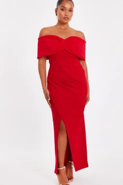 Quiz Petite Red Bardot Maxi Dress New