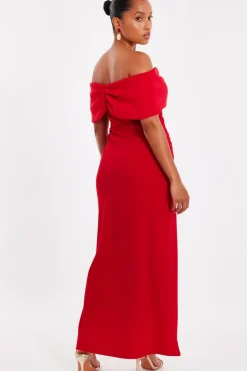Quiz Petite Red Bardot Maxi Dress New
