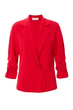 Quiz Petite Ruched Sleeve Blazer Red Outlet